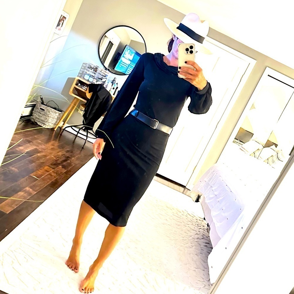 Black long sleeve cowl neck midi dress size small